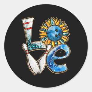 Sticker Rond Bowling Love Sunflower Bowling Pin Matching Mens W