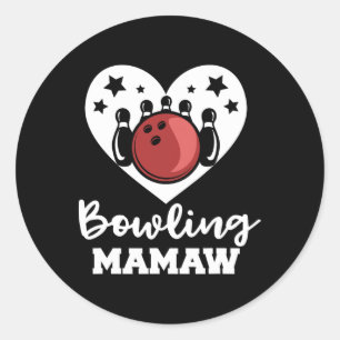 Sticker Rond Bowling Mamaw Heart Funny Bowler Mamaw