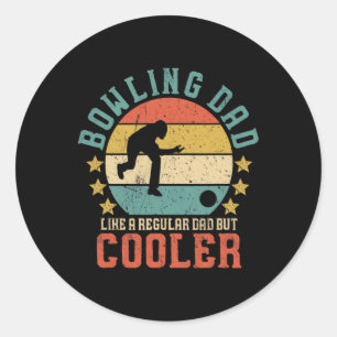 Sticker Rond Bowling Papa Vintage Drôle Fête des pères Cadeau P
