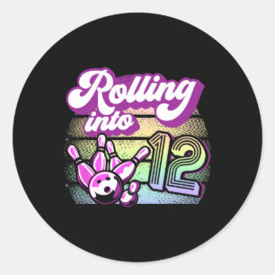Sticker Rond Bowling Party Rolling Dans 12 Bowling Anniversaire