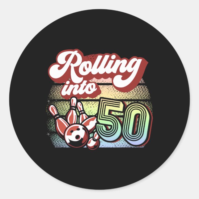 Sticker Rond Bowling Party Rolling Dans 50 Bowling Anniversaire (Devant)