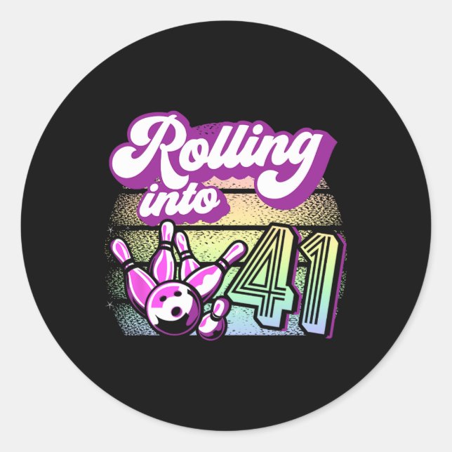 Sticker Rond Bowling Party Rolling En 41 Bowling Anniversaire (Devant)