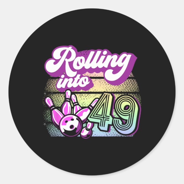 Sticker Rond Bowling Party Rolling En 49 Bowling Anniversaire (Devant)