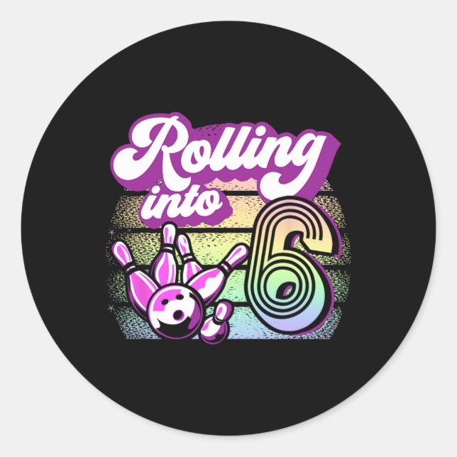 Sticker Rond Bowling Party Rolling En 6 Bowling Anniversaire (Devant)