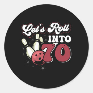 Sticker Rond Bowling Party Rolling En 70 Bowling Anniversaire
