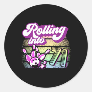Sticker Rond Bowling Party Rolling En 71 Bowling Anniversaire