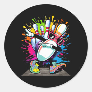 Sticker Rond Bowling Pin Dabbing Sungles Bowler Player Kids Boy