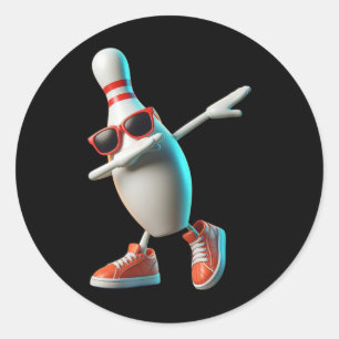 Sticker Rond Bowling Pin Dabbing Sungles Joueur Bowler Enfants 