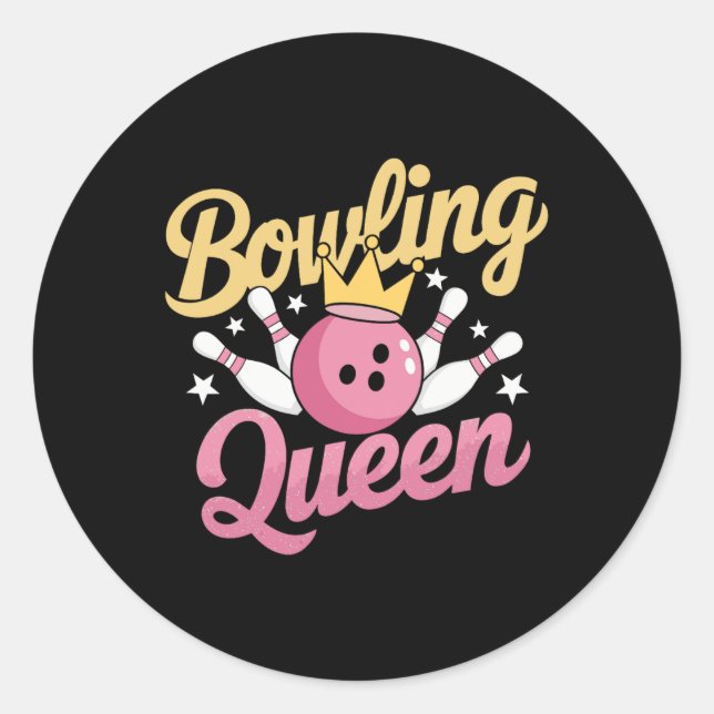 Sticker Rond Bowling Queen Bowler Funny Bowling (Devant)