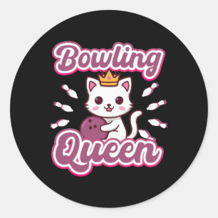 Sticker Rond Bowling Queen' mignonne femme fille Kawaii Anime C