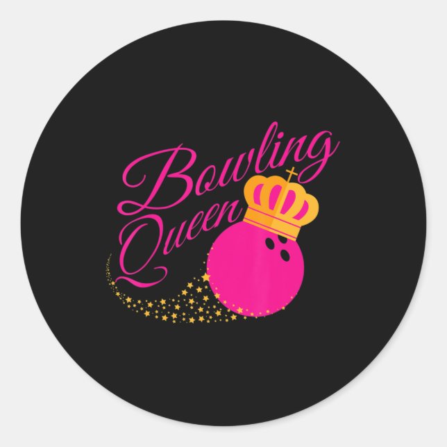 Sticker Rond Bowling Queen Un Don Amusant Pour Les Filles Bowle (Devant)