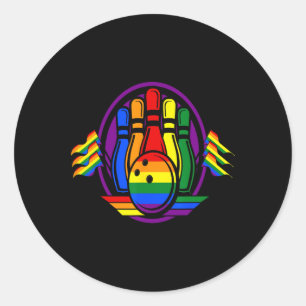 Sticker Rond Bowling Rainbow Drapeau Lgbt-q Gay pride Cool Ally