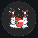 Sticker Rond Bowling Reindeer Santa Hat Christmas Bowling Lover<br><div class="desc">Bowling Reindeer Santa Hat Noël Bowling Lovers Costume</div>