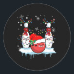Sticker Rond Bowling Reindeer Santa Hat Christmas Bowling Lover<br><div class="desc">Bowling Reindeer Santa Hat Noël Bowling Lovers Costume</div>
