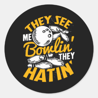 Sticker Rond Bowling Roll Pins Grève Bowler Sports Team