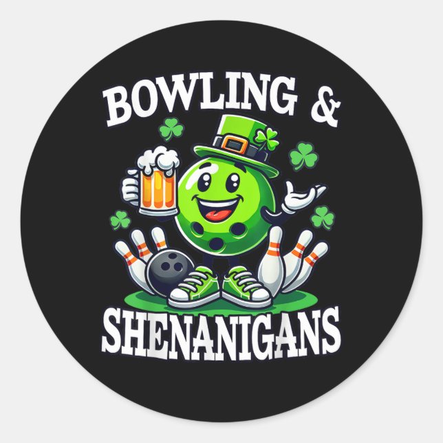 Sticker Rond Bowling St Patrick's Day Shenanigans (Devant)