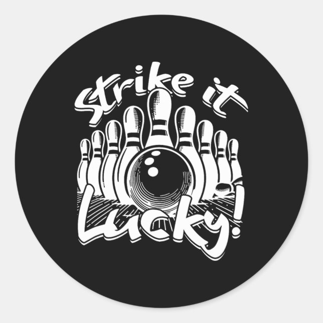 Sticker Rond Bowling Strike It Lucky (Devant)
