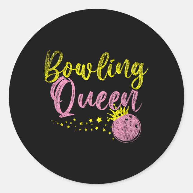 Sticker Rond Bowling Team Queen Women Girls Gift Bowling (Devant)
