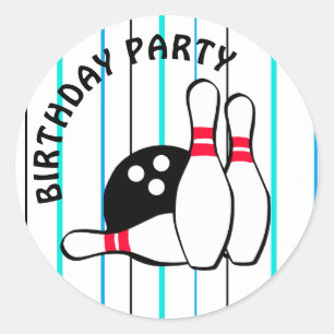 Sticker Rond Bowling Thème Anniversaire Fête
