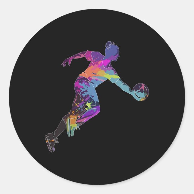 Sticker Rond Bowling Woman Bowler Woman Paint Splash (Devant)