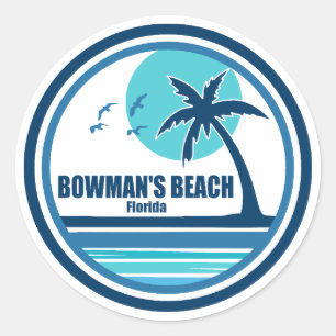 Sticker Rond Bowman's Beach Floride Palm Tree Birds