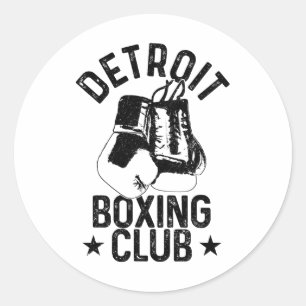 Sticker Rond Boxe à Détroit Michigan Arts Martiaux Boxeur 1 