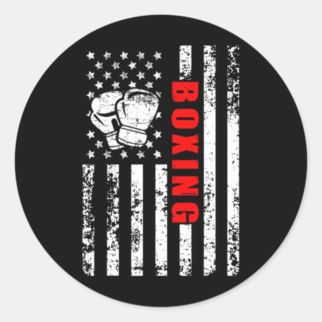 Sticker Rond Boxe à drapeau américain - Boxe patriotique (Devant)