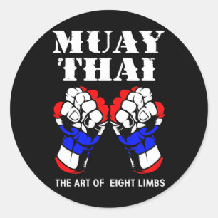 Sticker Rond Boxe à mains Kickboxing L'Art des 8 membres Muay T