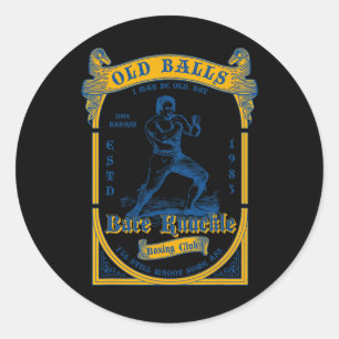 Sticker Rond Boxe à mains nues vintage Old Club 40 ans 1983