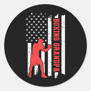 Sticker Rond Boxe Amérique Drapeau Boxe Arts Martiaux Boxe Gra