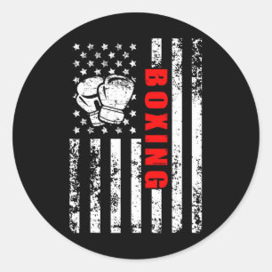 Sticker Rond Boxe au drapeau américain Boxe patriotique
