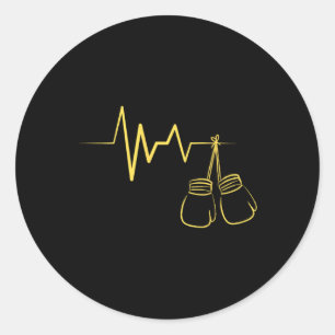 Sticker Rond Boxe Boxer Heartbeat Design Cute Boxing Lover Boxe