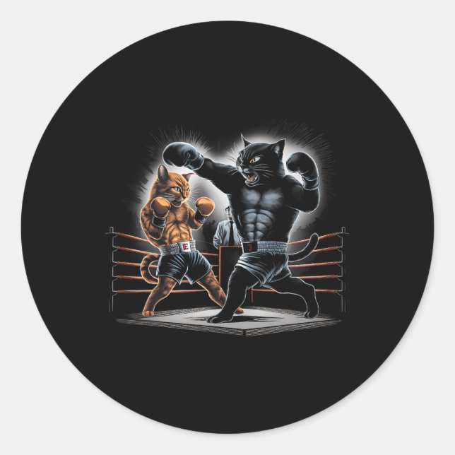 Sticker Rond Boxe Chats Kitty Boxing Amateurs Design graphique (Devant)