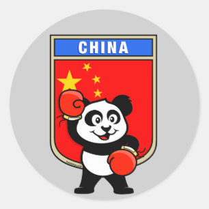 Sticker Rond Boxe Chine Panda