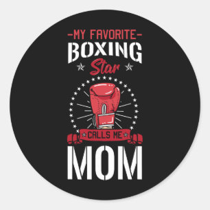 Sticker Rond Boxe de boxe Gants Maman Entraîneur Fête des Mères