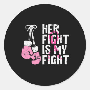 Sticker Rond Boxe de cancer du sein Gants Son combat Mon combat