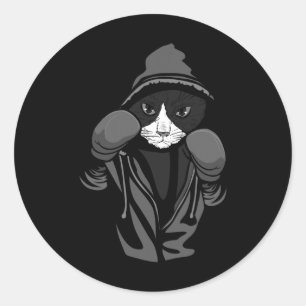 Sticker Rond Boxe de chat Amoureux des animaux créatifs Boxer C