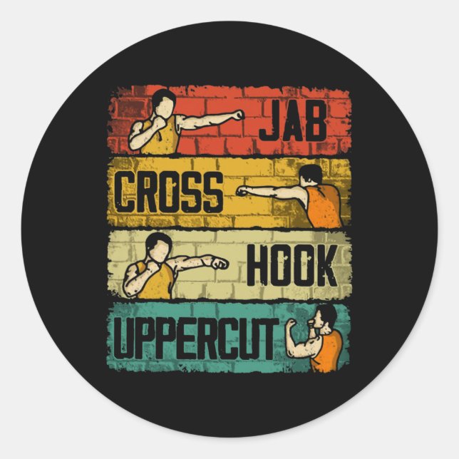 Sticker Rond Boxe de crochet croisé Jab (Devant)