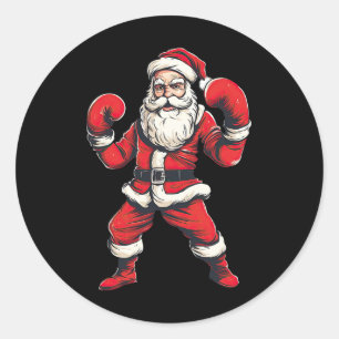 Sticker Rond Boxe de Noël Boxer Kickboxing Mart de Noël