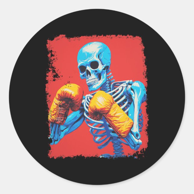 Sticker Rond Boxe de squelette (Devant)