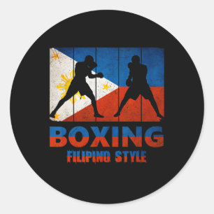 Sticker Rond Boxe de style Vintage philippin Great Filipino Box