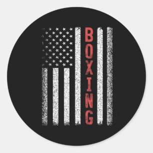 Sticker Rond Boxe drapeau américain 4 juillet Cool Boxer Novelt