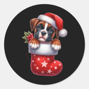 Sticker Rond Boxe En Sock Noël Noël Chapeau Noël Amoureux des c