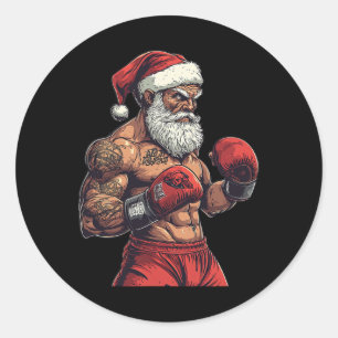 Sticker Rond Boxe Et Mixed martial art Du Père Noël - Boxe De N