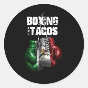 Sticker Rond Boxe Et Tacos Drôle Mexique