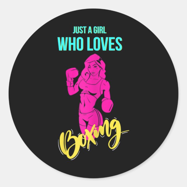 Sticker Rond Boxe féminine Fille Kickboxing Boxeur  (Devant)