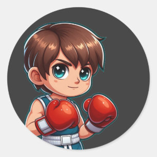Sticker Rond boxe jeune garçon