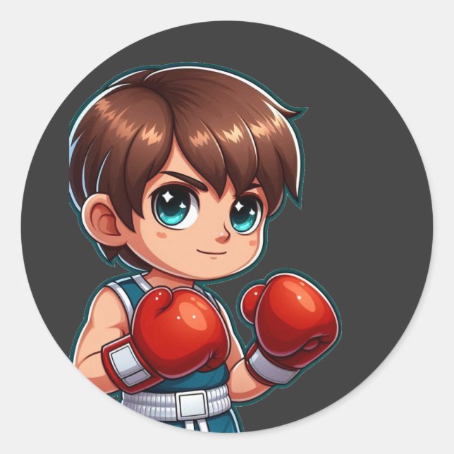 Sticker Rond boxe jeune garçon (Devant)