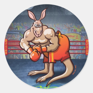 Sticker Rond Boxe Kangaroo