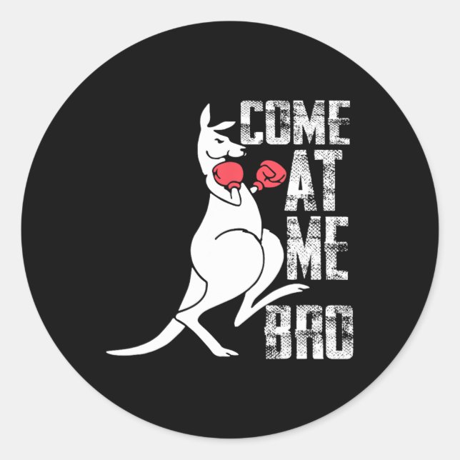 Sticker Rond Boxe Kangaroo Venez À Moi Bro Jumping Kangaroos (Devant)